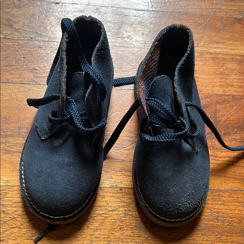 Navy kids Suede Lace-Up Boots